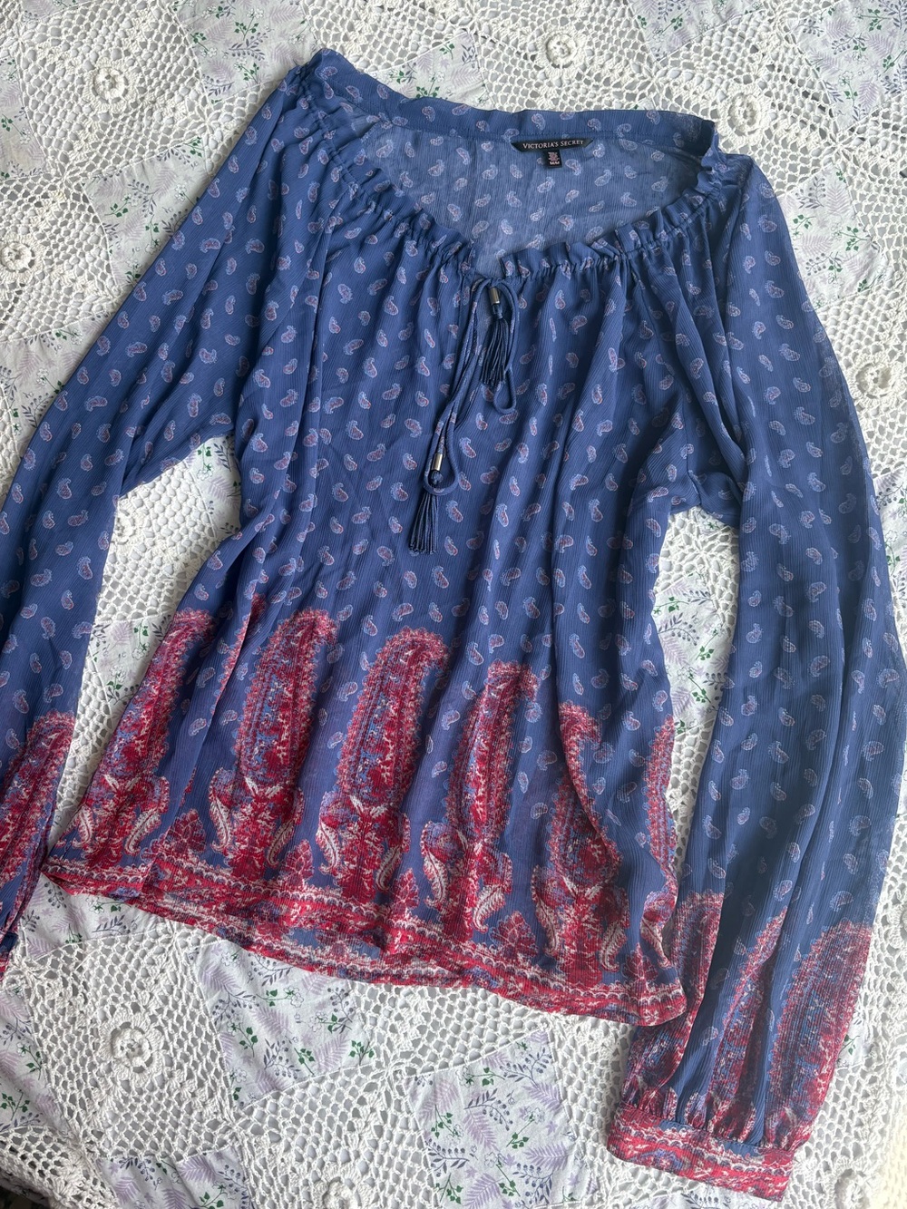 Victoria's Secret Blue and Red Paisley Blouse